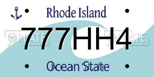 777HH4 Rhode Island License Plate