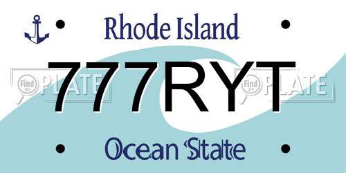 777RYT Rhode Island License Plate