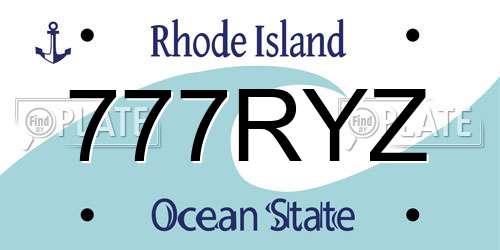 777RYZ Rhode Island License Plate