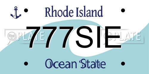 777SIE Rhode Island License Plate