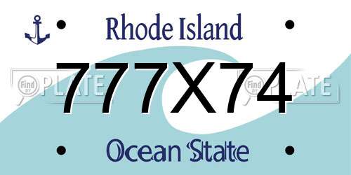 777X74 Rhode Island License Plate