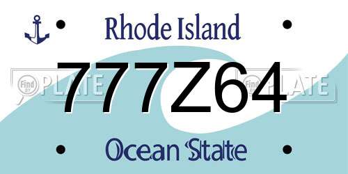 777Z64 Rhode Island License Plate