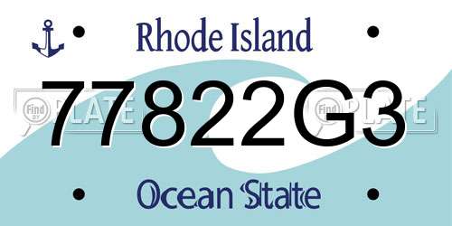 77822G3 Rhode Island License Plate