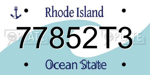 77852T3 Rhode Island License Plate