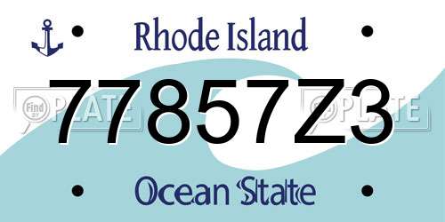77857Z3 Rhode Island License Plate