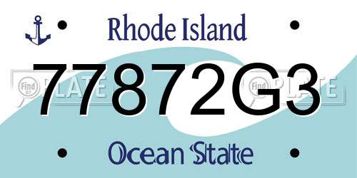 77872G3 Rhode Island License Plate
