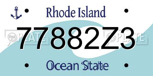 77882Z3 Rhode Island License Plate