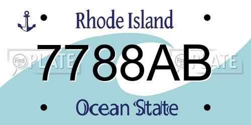 7788AB Rhode Island License Plate