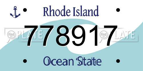 778917 Rhode Island License Plate