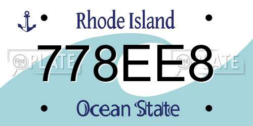 778EE8 Rhode Island License Plate