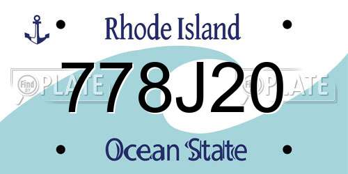 778J20 Rhode Island License Plate