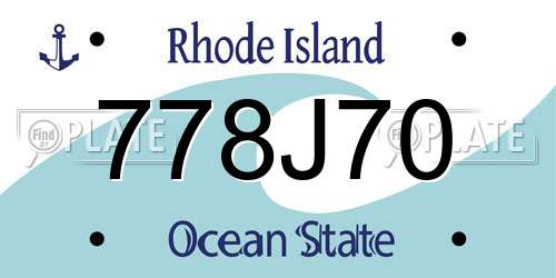 778J70 Rhode Island License Plate