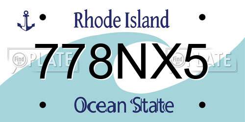 778NX5 Rhode Island License Plate