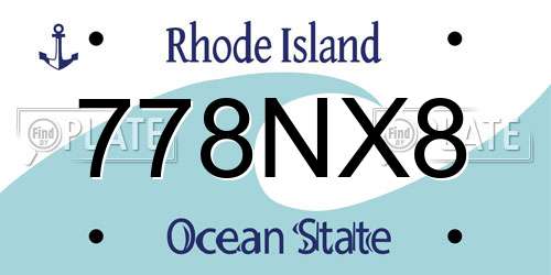 778NX8 Rhode Island License Plate