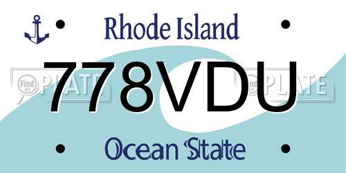 778VDU Rhode Island License Plate