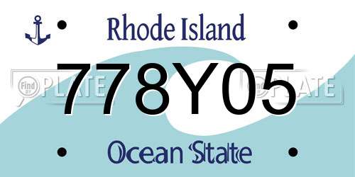 778Y05 Rhode Island License Plate