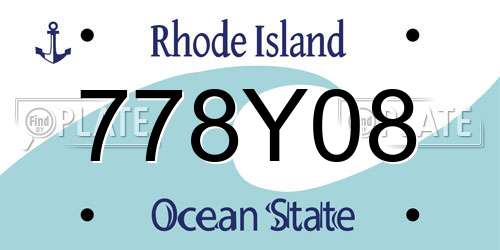778Y08 Rhode Island License Plate