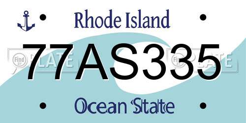 77AS335 Rhode Island License Plate