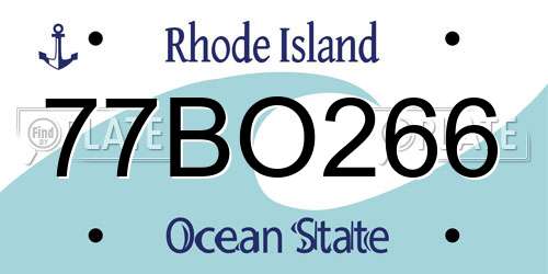 77BO266 Rhode Island License Plate