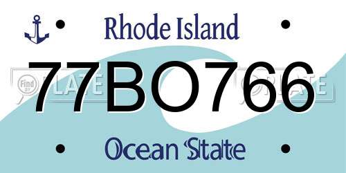 77BO766 Rhode Island License Plate