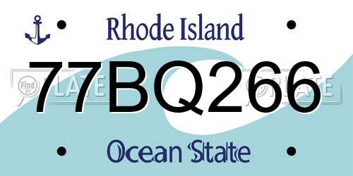 77BQ266 Rhode Island License Plate