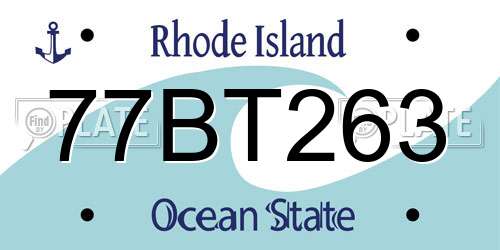 77BT263 Rhode Island License Plate