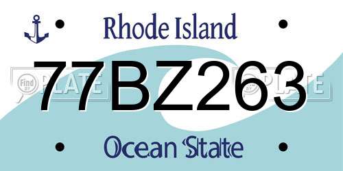 77BZ263 Rhode Island License Plate