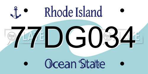 77DG034 Rhode Island License Plate