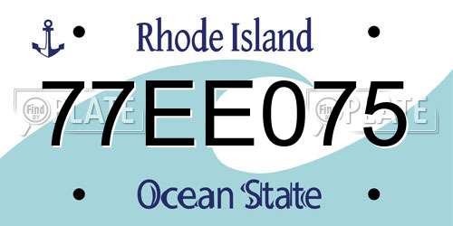 77EE075 Rhode Island License Plate