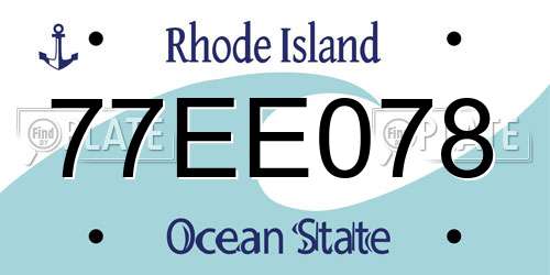 77EE078 Rhode Island License Plate
