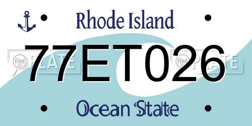77ET026 Rhode Island License Plate