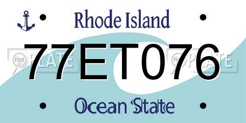 77ET076 Rhode Island License Plate