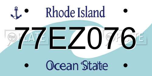 77EZ076 Rhode Island License Plate