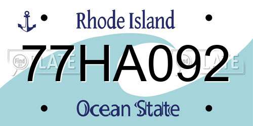 77HA092 Rhode Island License Plate