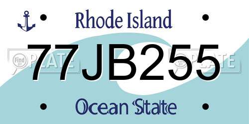 77JB255 Rhode Island License Plate