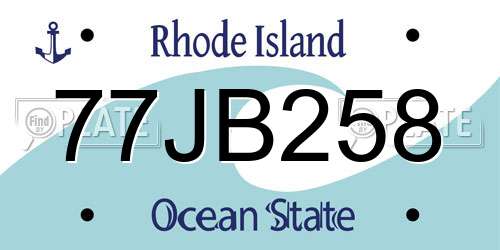 77JB258 Rhode Island License Plate