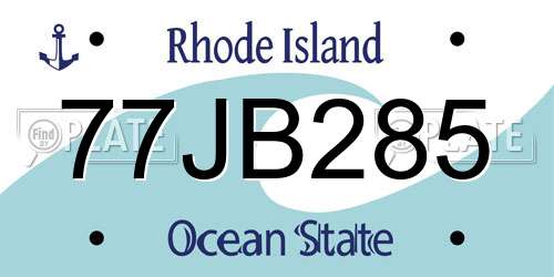 77JB285 Rhode Island License Plate