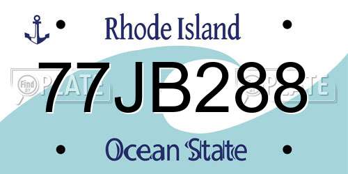 77JB288 Rhode Island License Plate