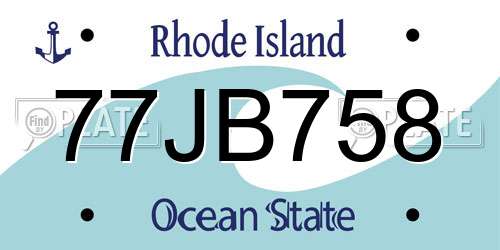 77JB758 Rhode Island License Plate