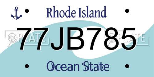 77JB785 Rhode Island License Plate