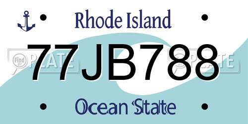 77JB788 Rhode Island License Plate