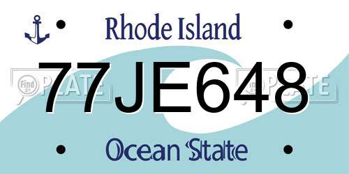 77JE648 Rhode Island License Plate