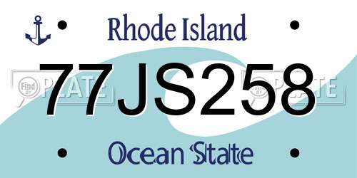 77JS258 Rhode Island License Plate