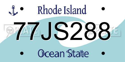 77JS288 Rhode Island License Plate