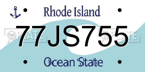 77JS755 Rhode Island License Plate