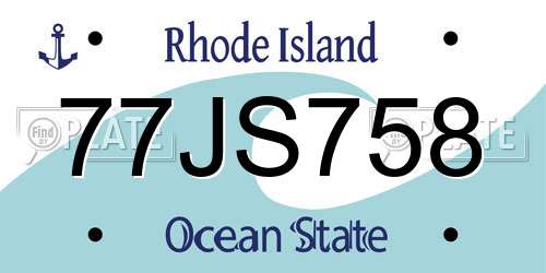 77JS758 Rhode Island License Plate