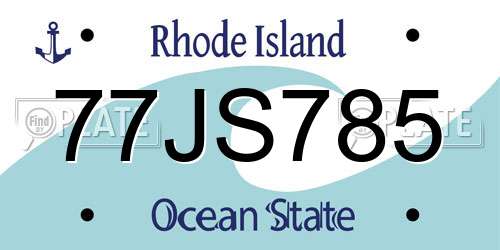 77JS785 Rhode Island License Plate
