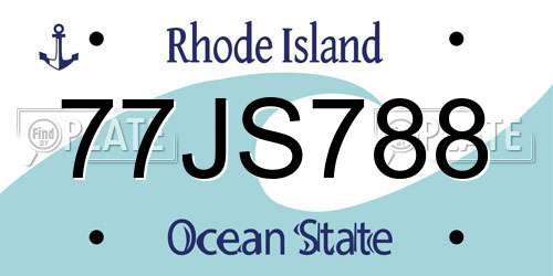77JS788 Rhode Island License Plate