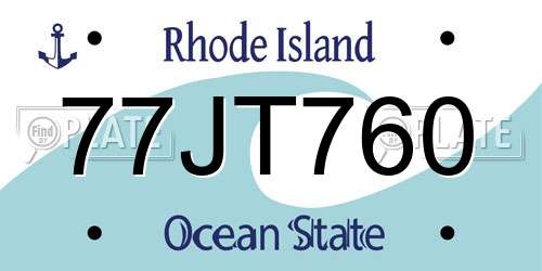 77JT760 Rhode Island License Plate