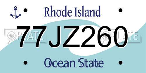 77JZ260 Rhode Island License Plate